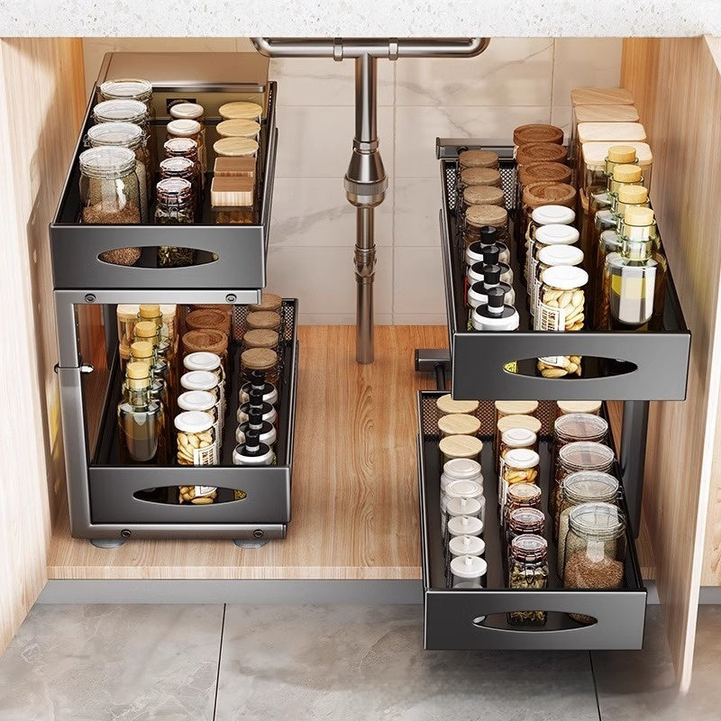 Pull-out Double-layer Storage Rack Jar
