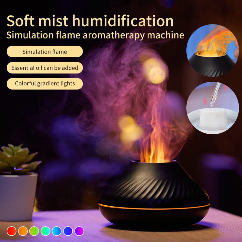 USB Volcanic Flame Aroma Diffuser With Color Light