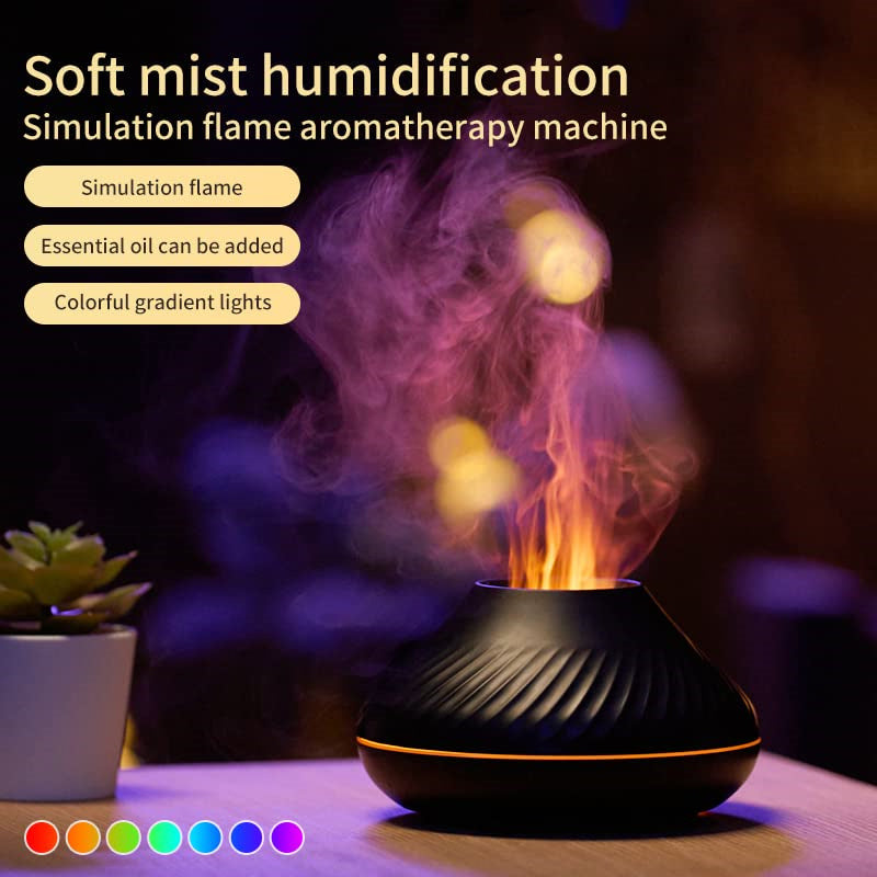 USB Volcanic Flame Aroma Diffuser With Color Light