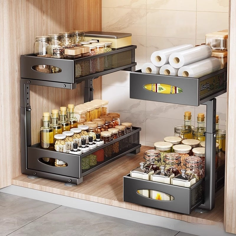 Pull-out Double-layer Storage Rack Jar