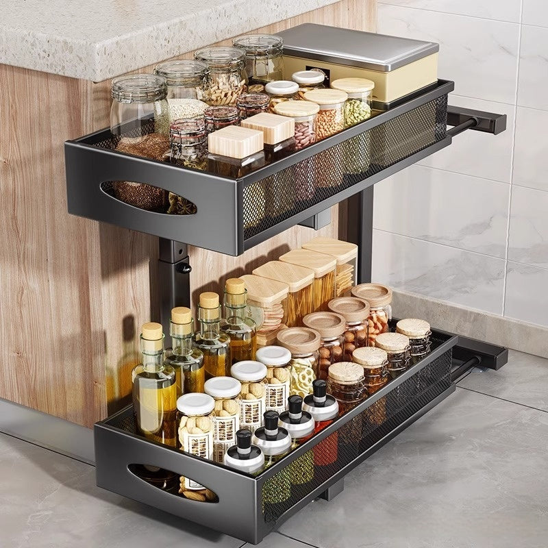 Pull-out Double-layer Storage Rack Jar