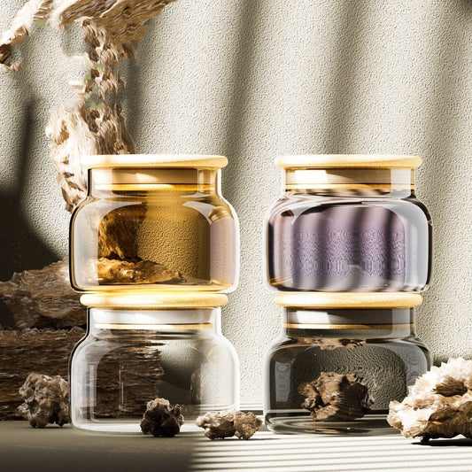 High Borosilicate Glass Bamboo Lid Storage Jar