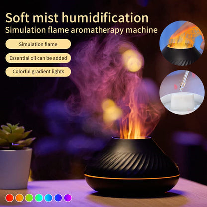 USB Volcanic Flame Aroma Diffuser With Color Light
