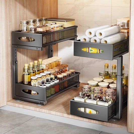 Pull-out Double-layer Storage Rack Jar